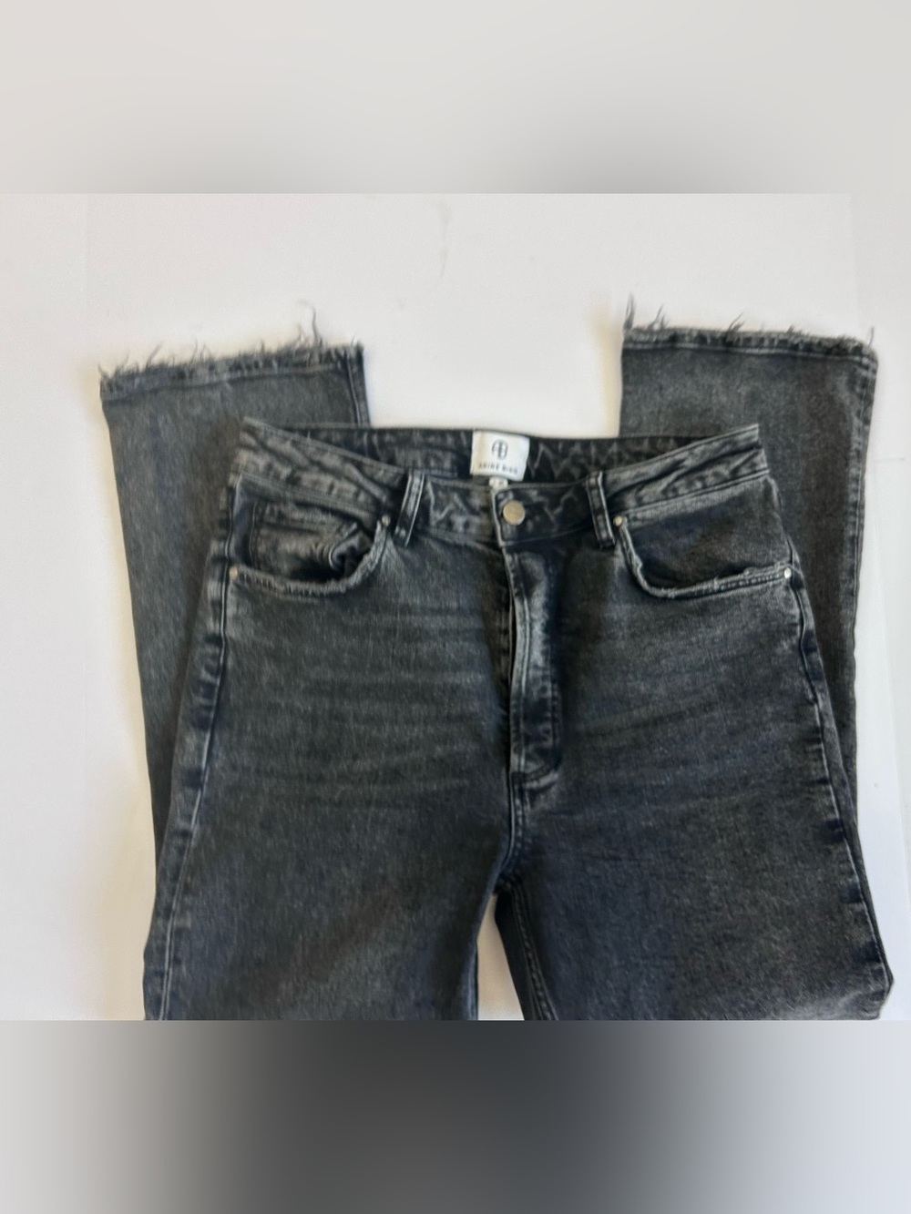 ANINE BING Button fly distressed black jeans